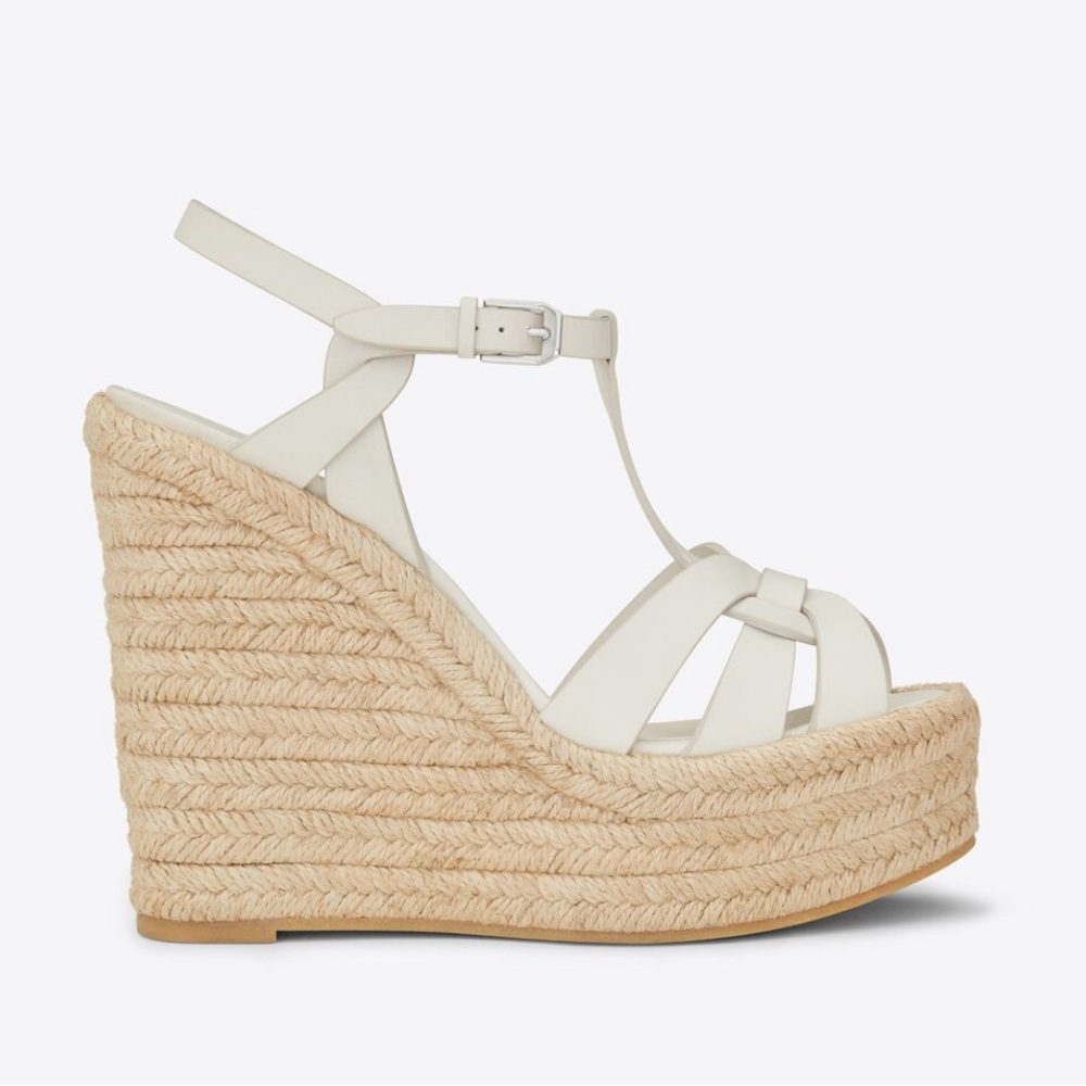 YSL TRIBUTE ESPADRILLES WEDGE IN SMOOTH LEATHER